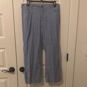 Banana Republic Blue Cropped Linen Pants